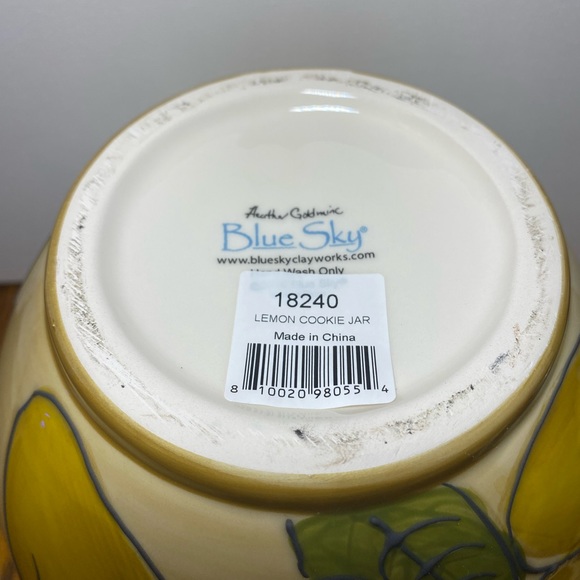 Blue Sky Clayworks Lemon Juice series Biscotti Cookie Jar NWT 2017 Small chip - Picture 11 of 11